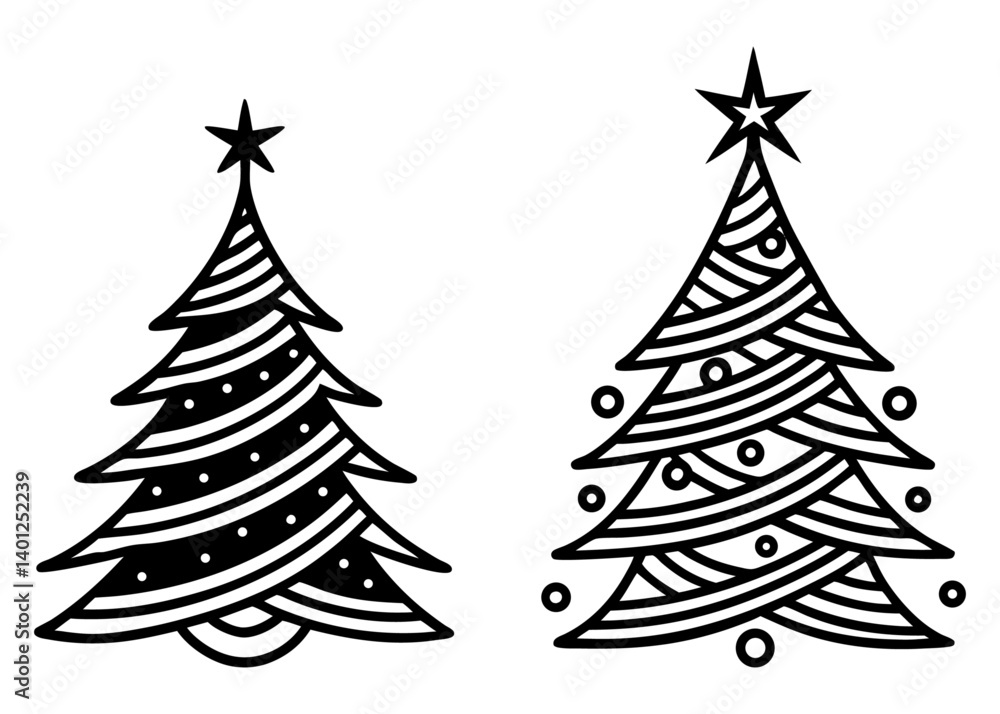 Fototapeta premium Minimalist Christmas Tree Icon – Simple Holiday Line Art Design