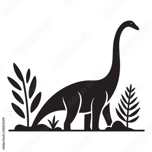 Gentle giant brontosaurus silhouette vector illustration prehistoric dinosaur design