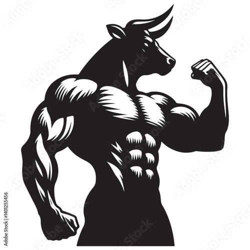 Muscular Bull Bodybuilder Vector Art Great for Gym Designs
