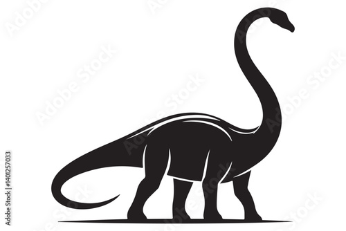 Silhouette of Diplodocus Dinosaur Vector Illustration Isolated On White