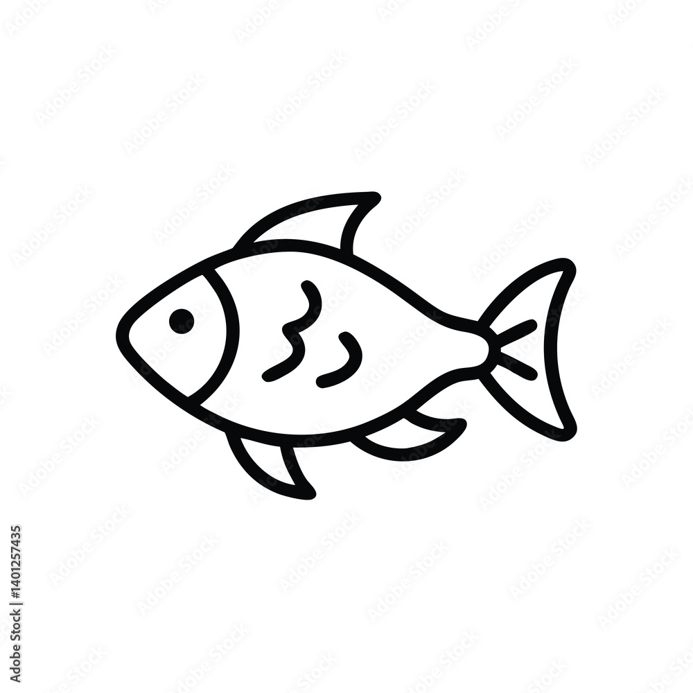 Fish Outline Simple Icon Vector Illustration Animal Sea Life Aquatic Creature Fish Outline Simple Icon Vector Illustration Animal Sea Life Aquatic Creature