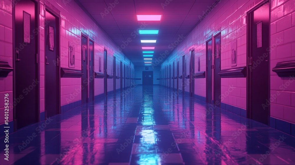 Fototapeta premium Neon hospital corridor