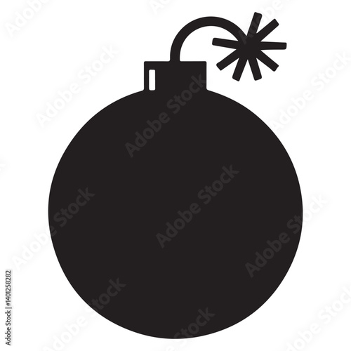 Classic Round Bomb Silhouette Vector Graphic Illustration Concept Design