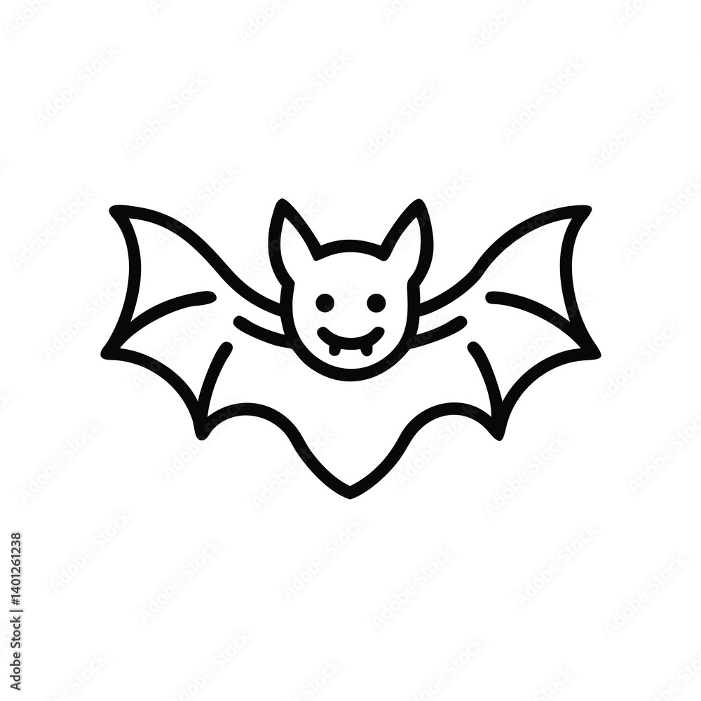 Cute Bat Outline Icon For Halloween Decoration And Spooky Designs Vector Illustration Cute Bat Outline Icon For Halloween Decoration And Spooky Designs Vector Illustration