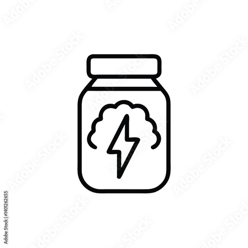 Creatine Supplement Jar Line Icon For Fitness And Bodybuilding Nutrition On White Background