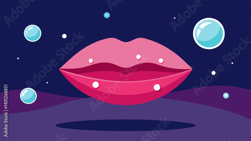 Luxury Treatment A lavish setting with a plush lip mask embellished with sparkling jewels. Exosomes float gracefully around showing an elite feel of hydration and technological