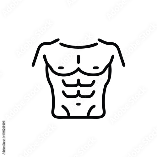 Athletic Body Illustration Featuring Defined Abs In Minimalist Style Vector Image For Fitness And Health Projects