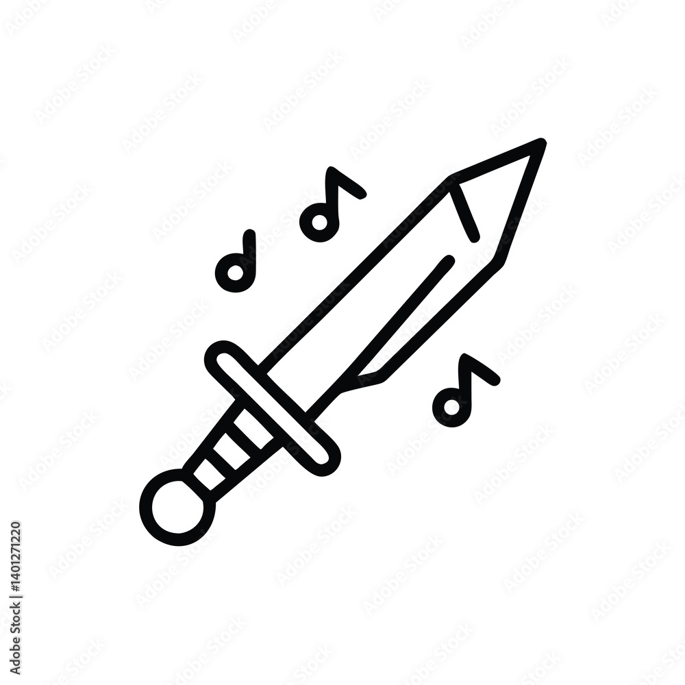 Minimalist Line Art Illustration Of A Sword With Music Notes Symbolizing The Harmony Of Strength And Art Minimalist Line Art Illustration Of A Sword With Music Notes Symbolizing The Harmony Of Strength And Art