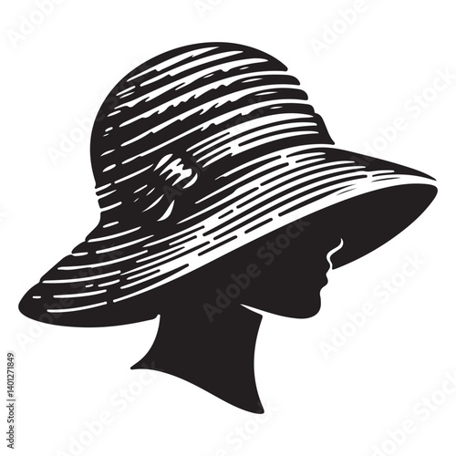 Vintage Ladies Hat Silhouette Illustration Evoking Elegance and Timeless Style
