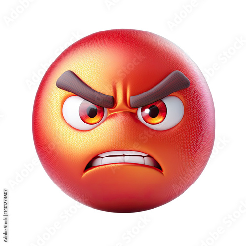 Wallpaper Mural Close up of a red emoji with angry expression and furrowed eyebrows. The emoji has a glossy texture and visible teeth against a black background. Torontodigital.ca