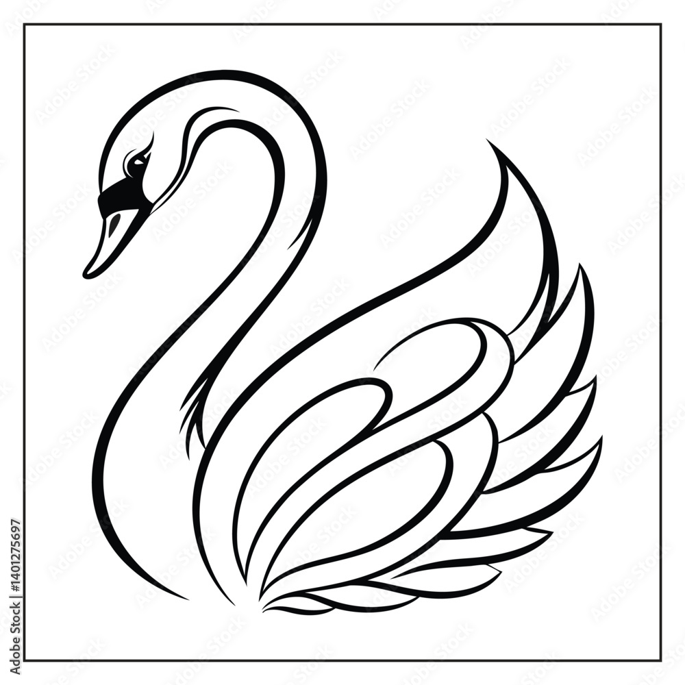Obraz premium Swan Bird Silhouette Vector 