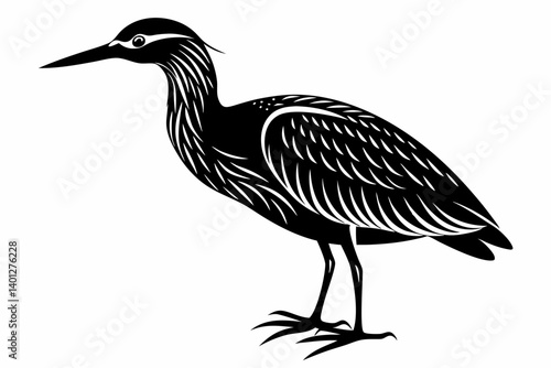 American bittern silhouette black vector