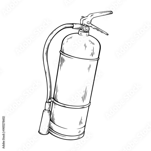 vector line art drawing illustration of a fire extinguishers