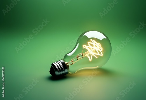 glowing concept idea light green background big bulb progress creative electricity energy illuminated lamp power nobody photo household supply electric shape filament black symbol business mains
