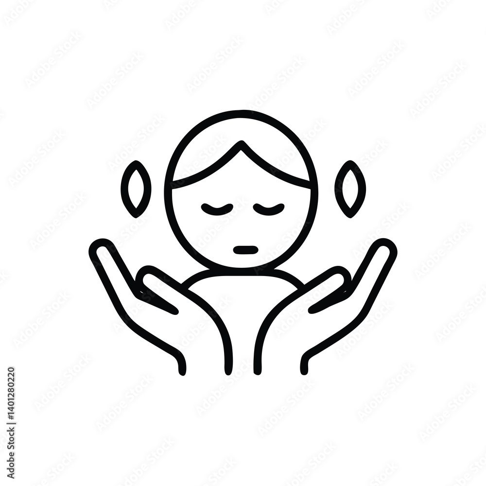 Spa Serenity Icon Woman Hands Wellness Relaxation Meditation Minimalist Line Art Illustration Spa Serenity Icon Woman Hands Wellness Relaxation Meditation Minimalist Line Art Illustration