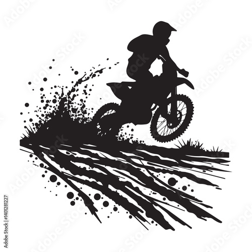 Motocross Rider Silhouette Dirt Bike Action Sports Vector Illustration