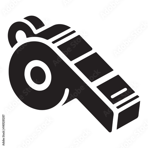 Referee's whistle blowing sport equipment safety alert flat illustration