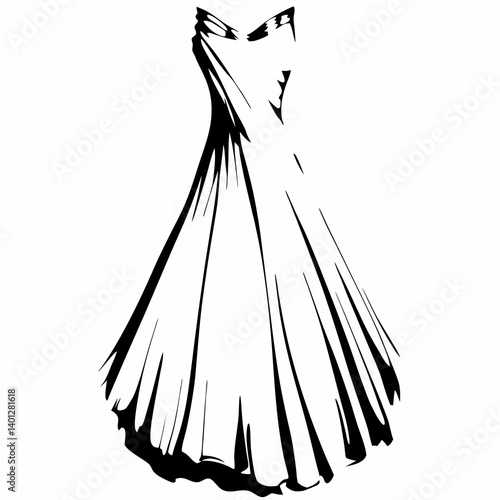 Elegant dress sketch design in black and white  