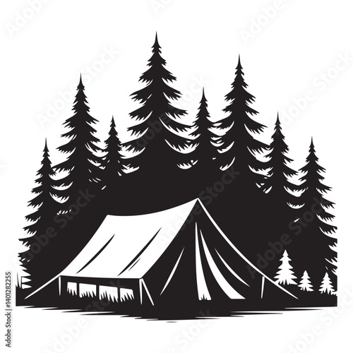 Camping Adventure in the Woods Illustration for Nature Lovers and Hikers