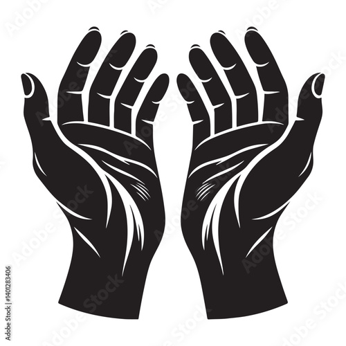 Open Hands Silhouette Reaching Outward in a Gesture of Hope