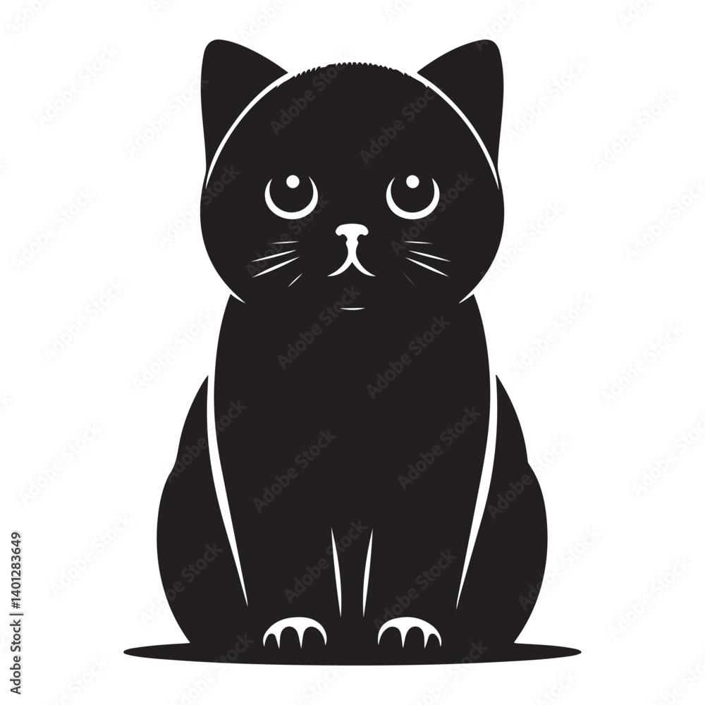 Obraz premium Adorable Black Cat Illustration Lovely Cute Kitten Silhouette Vector Art