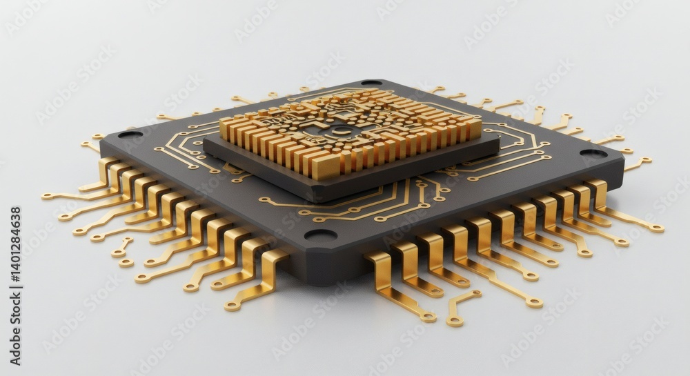 3D model of computer chip isolated on white background 3D model of computer chip isolated on white background