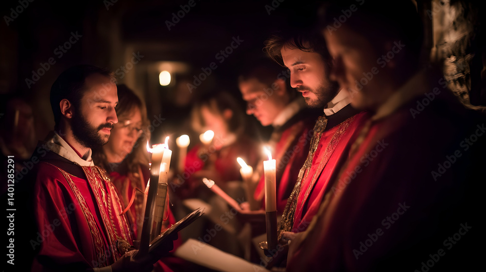 Solemn candlelight procession reflecting faith and reverence of participants Solemn candlelight procession reflecting faith and reverence of participants