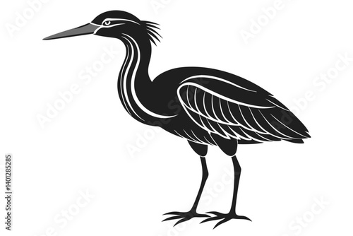 american bittern sihouette black vector