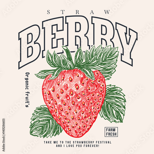 Strawberry graphic, summer t-shirt design, women's t-shirt ,  vintage hand drawn fruits print design, Berry fruit print artwork,  fruits graphics tops,