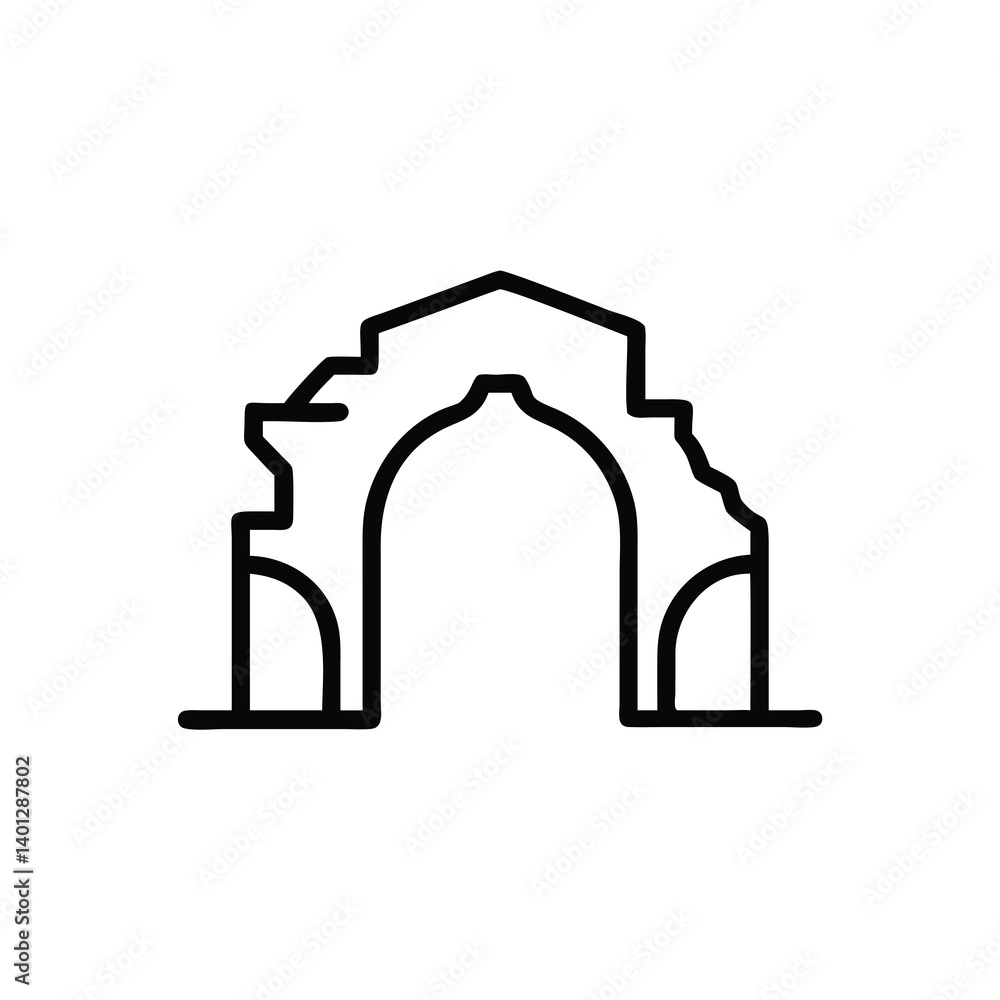 Ruined Stone Archway Building Icon Line Art Vector Illustration Simple Graphic Design Ruined Stone Archway Building Icon Line Art Vector Illustration Simple Graphic Design
