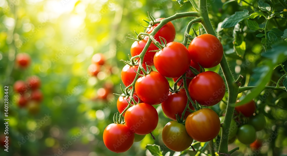 Obraz premium Ripe Red Tomatoes on the Vine