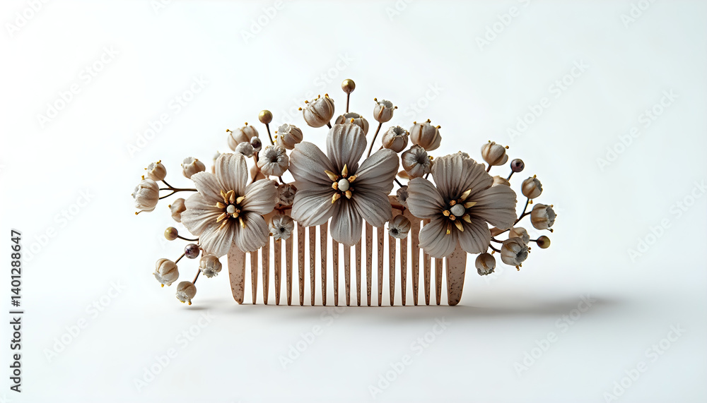 Fototapeta premium A close up of a hair comb with flowers on it.