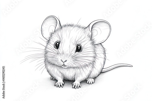 Obraz na płótnie A cute mouse illustration for a children's coloring book, offering simple lines for coloring fun. w salonie