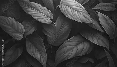 Wallpaper Mural Gray Tropical Leaves Background Torontodigital.ca