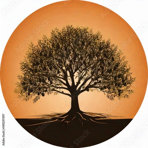 Obraz na płótnie Tree of Life Button Icon Design w salonie
