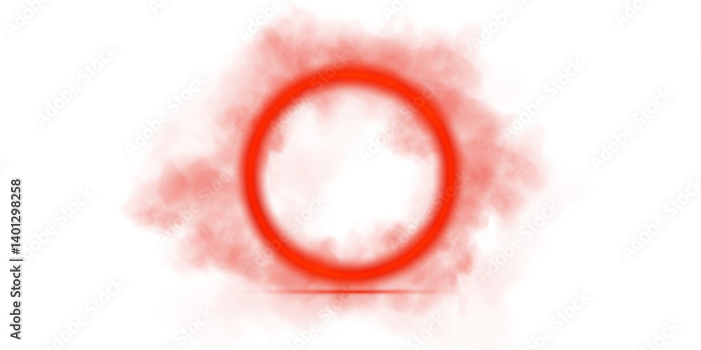 Obraz premium An enchanting red smoke ring effect displayed on a pristine transparent background, highlighting its ethereal beauty