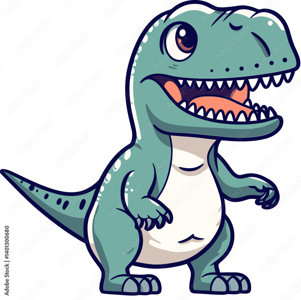 Naklejka premium Dinosaur in Prehistoric Desert Dinosaur Roaring in the Morning