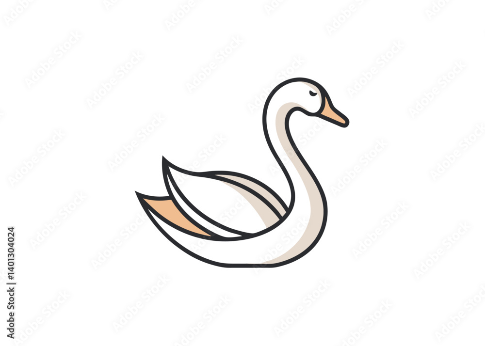 continuous line goose or swan logo design Creative vector cartoon illustration continuous line goose or swan logo design Creative vector cartoon illustration