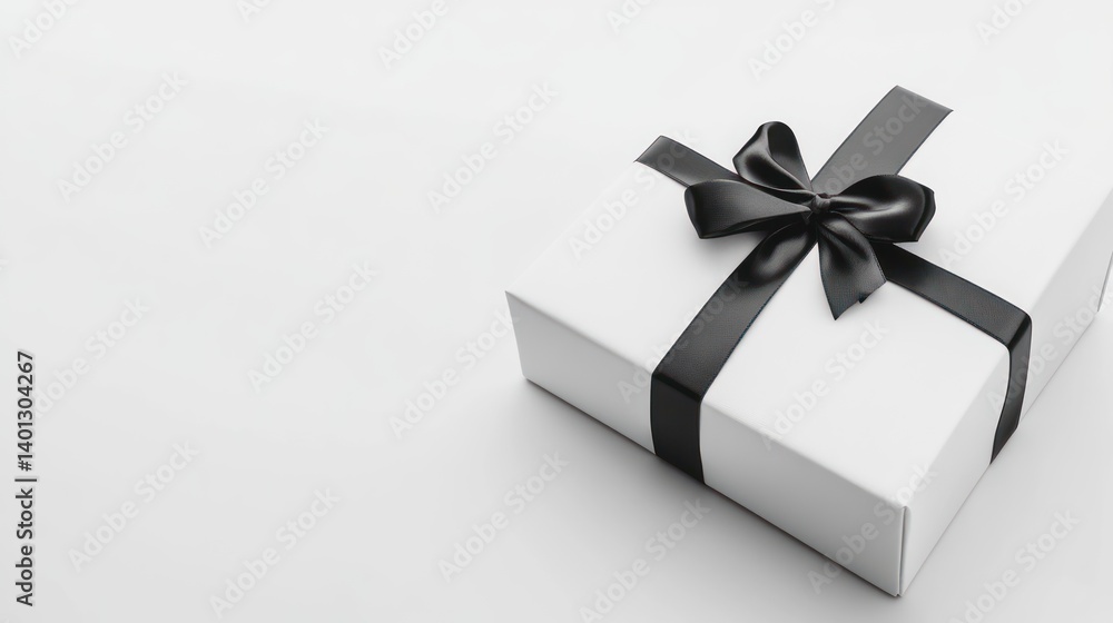 Elegant White Gift Box with Black Ribbon Elegant White Gift Box with Black Ribbon