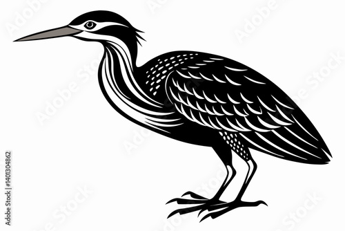 american bittern sihouette black vector