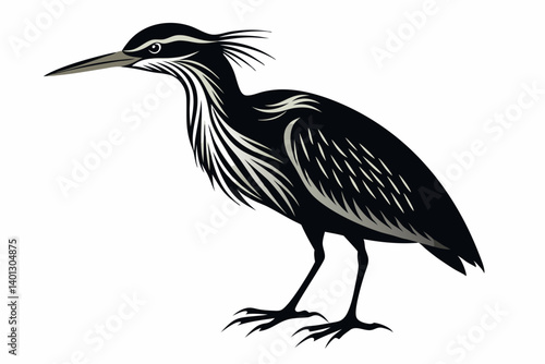 american bittern sihouette black vector