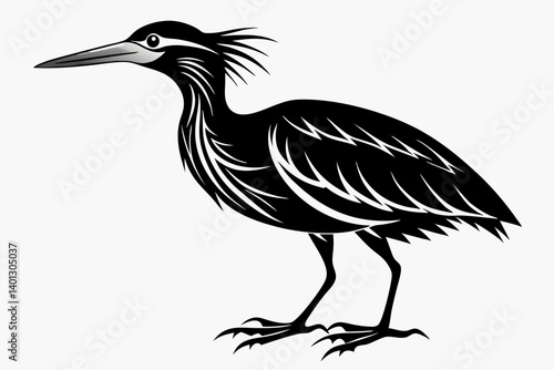 american bittern sihouette black vector