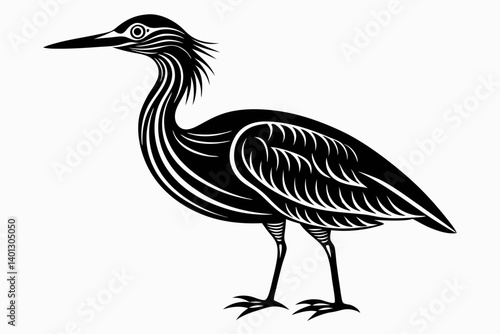 american bittern sihouette black vector