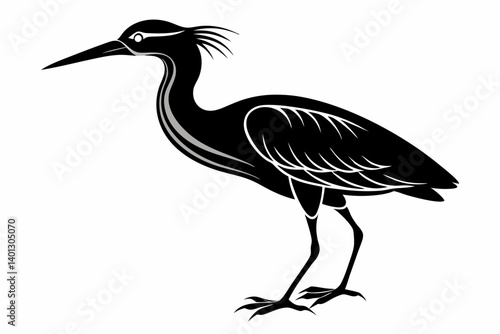american bittern sihouette black vector
