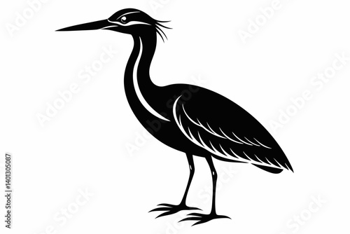 american bittern sihouette black vector