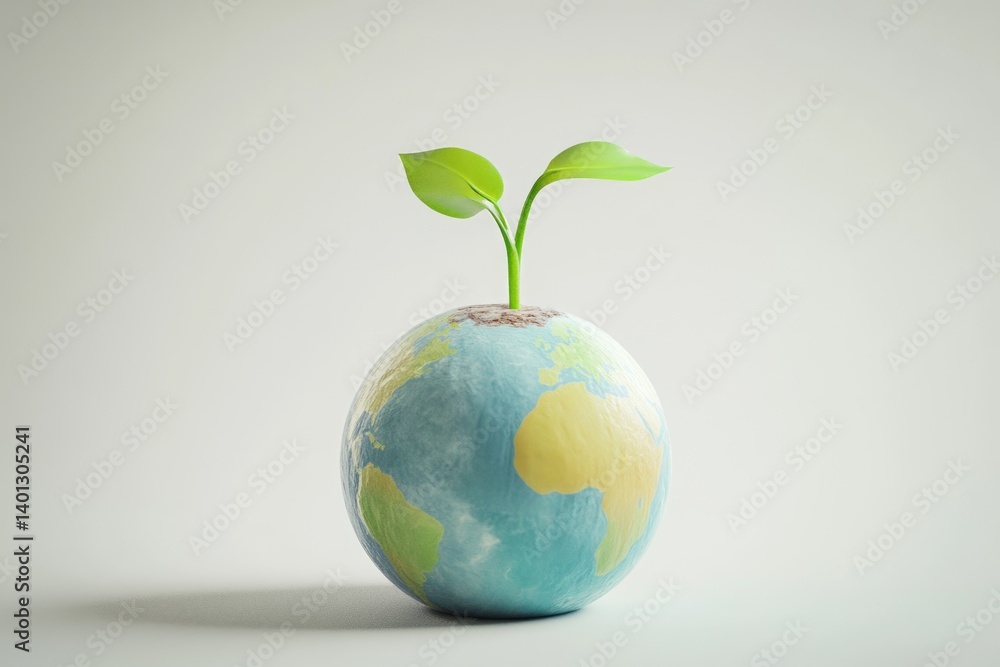 A small plant sprout emerges from a miniature Earth globe, symbolizing environmental growth and sustainability. A small plant sprout emerges from a miniature Earth globe, symbolizing environmental growth and sustainability.