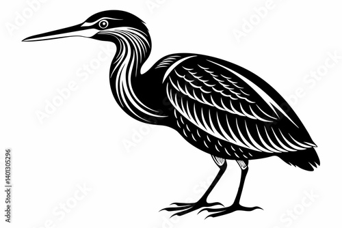 american bittern sihouette black vector