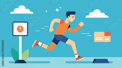 Marathon Runner A race track where a runner ing a focused individual is interrupted by digital distractions like popups ads and buzzing notifications trying to pull them