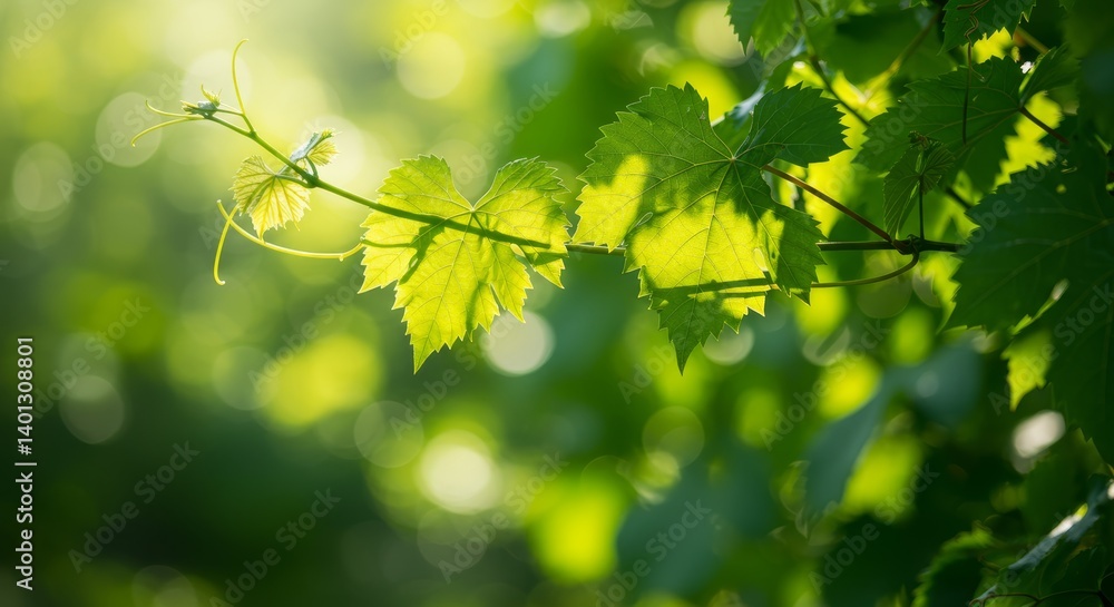 Sunlight Dappled Vine Leaves - New growth, spring, nature, vibrant, sunlight. Symbolizing renewal, life, growth, freshness, and hope Sunlight Dappled Vine Leaves - New growth, spring, nature, vibrant, sunlight. Symbolizing renewal, life, growth, freshness, and hope