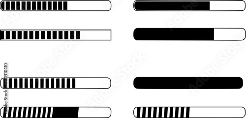 set of set of loading bar progress icons. Loading or installing process. Download progress. System software update and upgrade concept. Vector illustration
